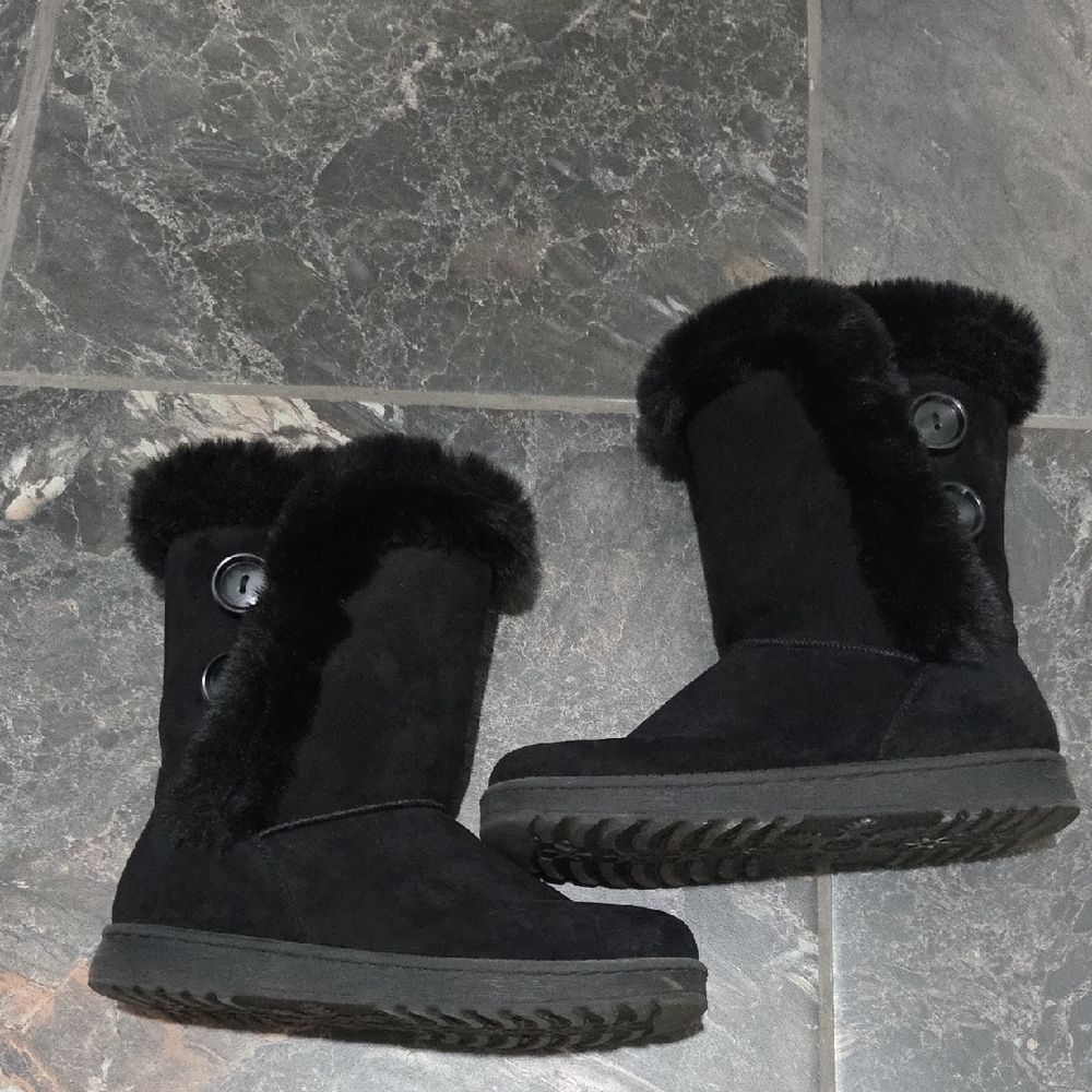 Hot Deal This Weekend!!!Sonoma Women's Black Ankle Boots with Fur Trim KOHLS - Picture 6 of 8